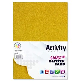 Premier Stationery A4 Gold Glitter Card (250gsm)- Pack of 10, Perfect for kids art & craft card making activities, DIY Crafts, Scrapbooking and much more.
