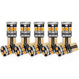 Audak - Bombilla LED 194 T10 W5W 2825 158 192 168 Canbus 9SMD 2835 Chipset ámbar amarillo extremadamente brillante, sin polaridad, para luz interior de techo, mapa, puerta, cortesía, matrícula, baúl