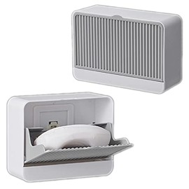 ALOGOLD 2 Pack Soap Dish Holder, Wall-Mounted Soap Bar Holder, Removable Soap Box, Keep Soap Dry & Easy to Clean (White, Grey)