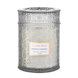 LA JOLIE MUSE Dark Berries & Bergamot Scented Candles, 19 oz Large Glass Jar Candle, Candle Gifts for Women&Men, Natural Soy Candles for Home, 90 Hours Long Burning Time