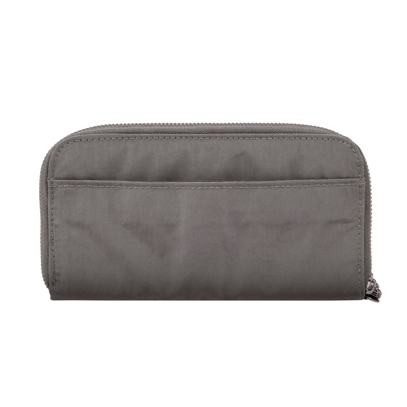 Travelon RFID Blocking Double Zip Wallet, Smoke, 7.5 x 4