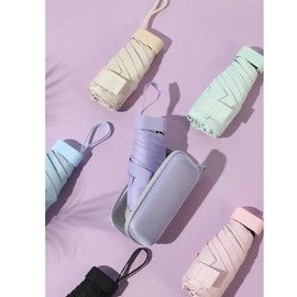 Thin 1.8 inches (4.5 cm) Ultra Lightweight 8.5 oz (240 g) Folding Umbrella, UV Protection, Pocket Umbrella, Same as Smartphone Size, Portable Umbrella, Light Blocking, UPF50+, Rain or Shine, Small, Parasol, Rain Umbrella, Hand Opening, 6 Ribs, Water Repe