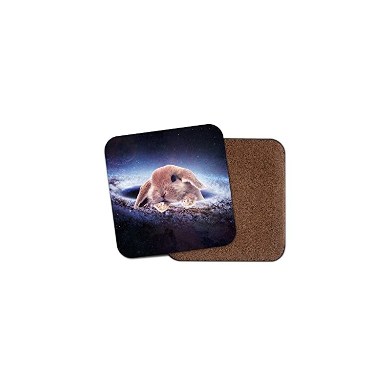 Square Single Coaster - Space Rabbit Bunny Animals Black Hole