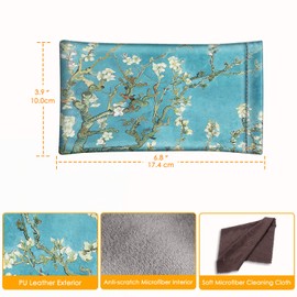 FINTIE Soft Eyeglasses Case with Cleaning Cloth, Portable Squeeze Top Vegan Leather Glasses Pouch, Sunglasses Eyewear Bag, Blossom