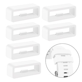 6-Pack Band keepers Compatible with Garmin Forerunner 55 245 45 165 645 158 Watch Bands, 20mm Silicone Replacement Watch Band Loop/Holder/Retainer Fastener Rings (White*6)