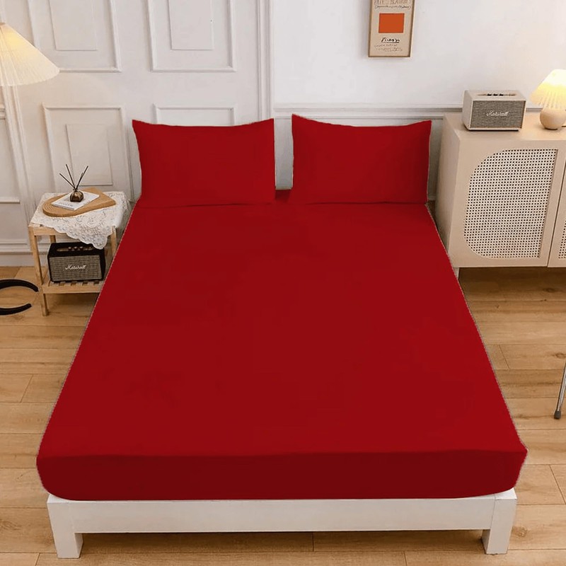 KHIM 100% Cotton 25CM/10inch Deep Fitted Sheet Single, Double, King