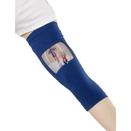 Care+Wear Long PICC Line Cover – Ultra-Grip PICC Line Sleeve for Upper or Lower Arm with Mesh Viewing Window, Provides Improved Comfort and Security for PICC Line Coverage (Medium, Navy)
