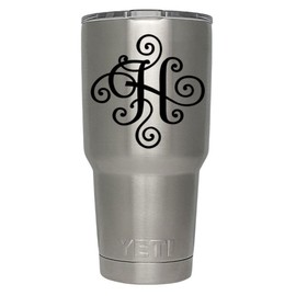 ViaVinyl Monogram die cut decal/sticker. CLICK FOR COLOR/LETTER OPTIONS. AVAILABLE IN FOUR COLORS AND ALL LETTERS A-Z! Great for windows, Yeti and RTIC tumblers, Macbooks and more! (Letter "H", Black)