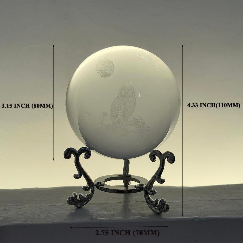 Ahantper 3.15"/80mm Crystal Ball with Stand, Modern Home Decor Gift