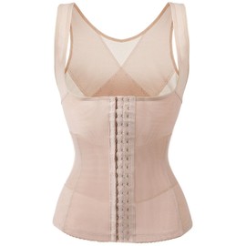 SHAPSHE Waist Trainer for Women Workout Corset Waist Cincher Shapewear Tummy Control Vest Body Shaper Invisible Girdle Tan