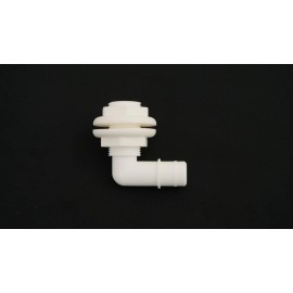 Flow-Rite MA-007-W 3/4" Elbow Double-nut, Thru-hull, Barbed, White