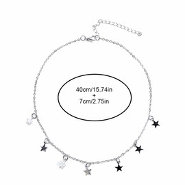 LEEQBCR - 2 Pcs Boho Star Necklace, High Quality Clavicle Chain, Pentagram Star Pendant Necklace, Jewelry for Women and Girls, Gold, Silver