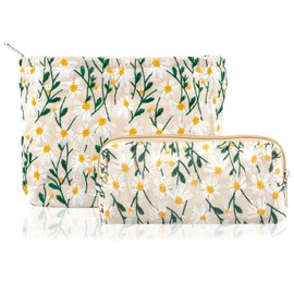 Kosmetiktasche, Reise Kulturtasche Damen, Make up Tasche für Mädchen Frauen Kosmetikbeutel für Reisen, Geschäftsreisen, Bäder (Gänseblümchen)