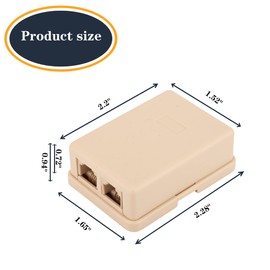 Phone Jack Surface Mount Dual Port Telephone Jack Box with 2 RJ11 6P4C Female Outlets 2pack Ivory