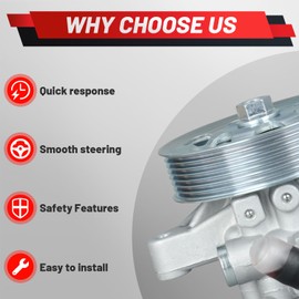 Upgraded Power Steering Pump with Pulley Compatible with 2006-2011 Honda Civic 1.8L Replace 21-5456 55-5822 56110-RNA-A01 36-215668