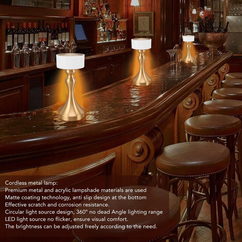 Table Lamp 3 Modes Stepless Dimmable LED Touch Cordless Metal