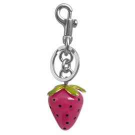 ZACAGO Strawberries Bag Charm Women Strawberries Keychain, Cute Citrus Summer Accessory for Purses, Handbag Decoration and Key Chain Silver