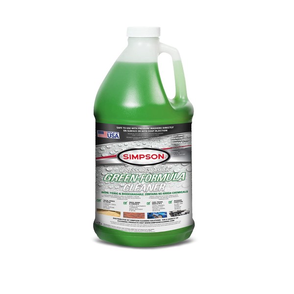 SIMPSON Cleaning 88283 Cleaner, Concentrated Soap Solution for Pressure Washers and Spray Bottles, Use on Concrete, Vinyl Siding, Appliances, Windows, Cars, Fences, Decks, Green, 1 Gallon