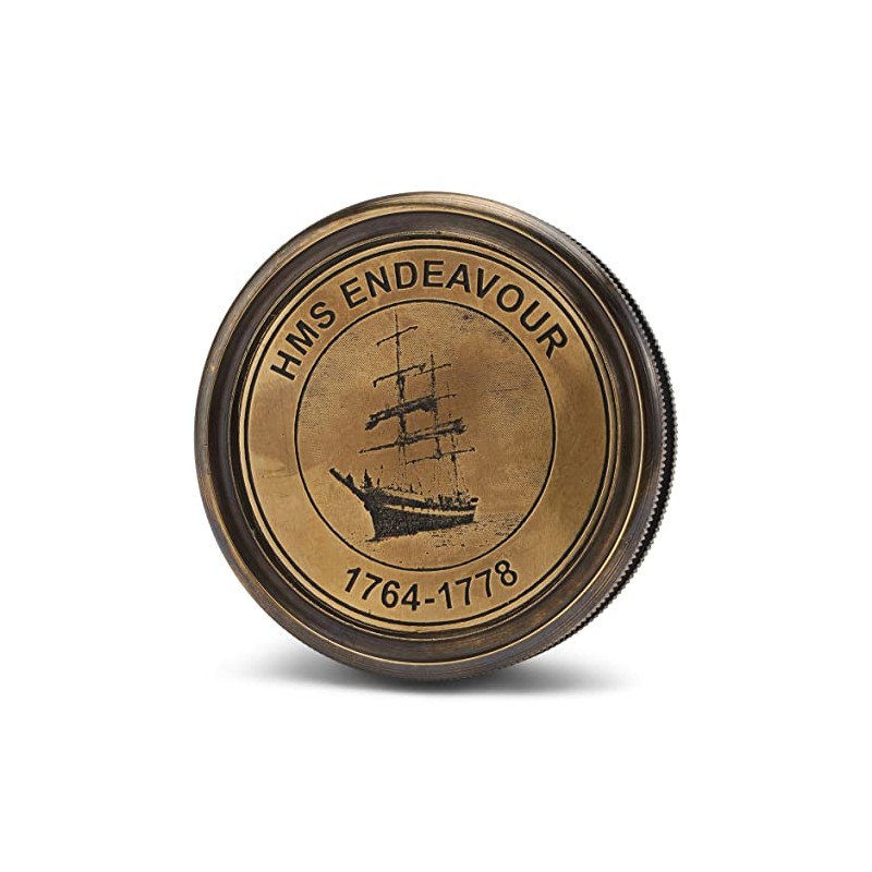 NKlaus HMS Endeavour 11666 Compass Antique Brass Pocket Compass Direction
