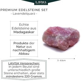 LAVISA LAVISA Wasserstein Mischung | Premium Edelsteine fr Edelsteinwasser | echte unbehandelte Natursteine, Rohsteine und Kristalle | Energiesteine, Heilsteine fr Trinkwasser (Lavendelquarz)