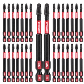 GEINXURN Impact Tough 3Inches #2 Square Insert Driver Bits,30Pack Magnetic SQ2 Screwdriver Bits Set 3”Long Impact Bit,Bulk