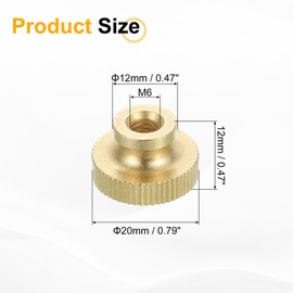 sourcing map Knurled Thumb Nuts, 18pcs M6 x D20mm x H12mm Brass Knurled Nut with Collar High Head Through Hole Adjusting Nuts for 3D Printer Parts