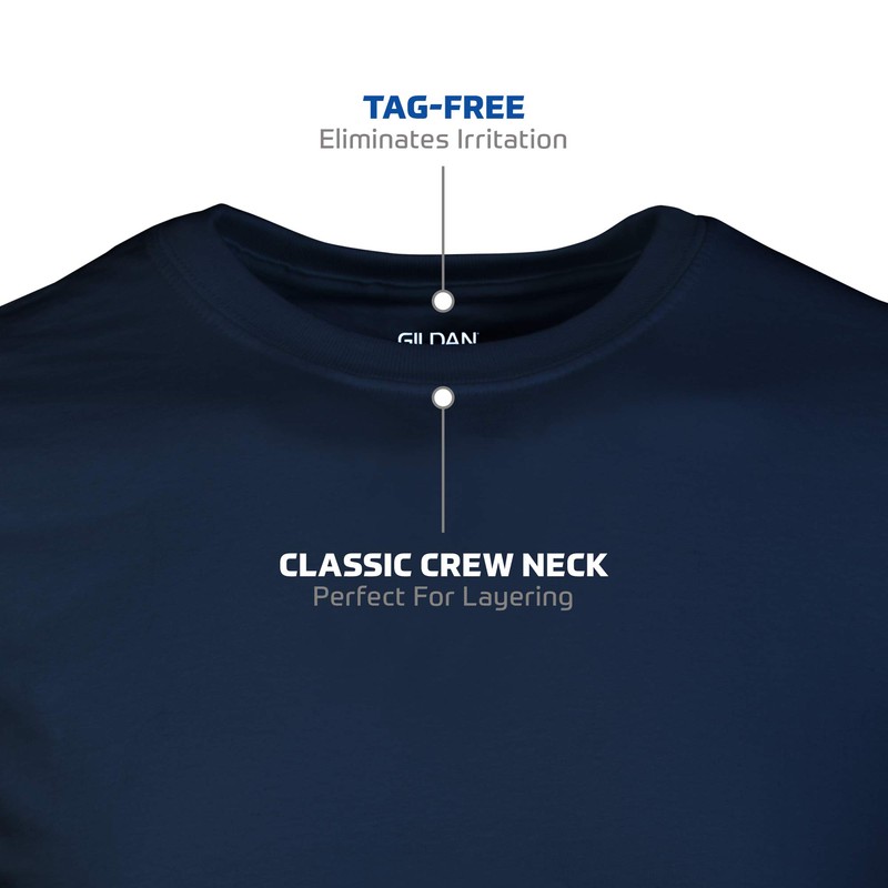 Gildan Men's Crew T-Shirts, Multipack, Style G1100, Navy/Charcoal/Cardinal Red (5-Pack),