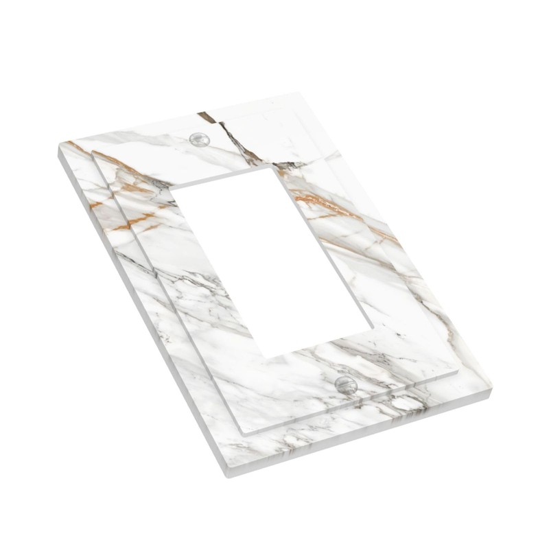 ybclf White Grey Marble Light Switch Cover 1 Gang Single
