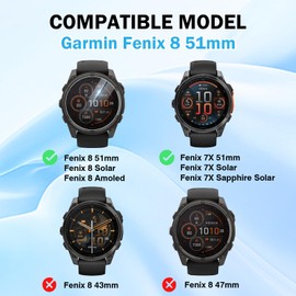 EasEasy 4 Pack Compatible for Garmin Fenix 8 51mm Screen Protector Privacy, 9H Tempered Glass Anti-peeping Protective Film for Fenix 8 Solar/Amoled & Fenix 7X Solar/Sapphire Solar 51mm Watch Film