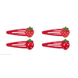2 Pairs Cute Strawberry Hair Clips for Girls - Red Metal Fruit Alligator Clips - Hair Accessories for Teens Gifts - Metal Buckle Decorate Barrettes (4Pcs Red)