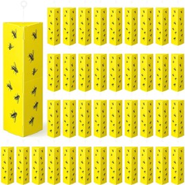 50 Pack Sticky Fly Traps for Indoor Outdoor Hanging Yellow Gnat Killers Sticky Traps for Mosquitos Flying Plant, Flies, Mosquitos, Moths, Whiteflies, 9.84 x 3.54 x 2.56 Inch
