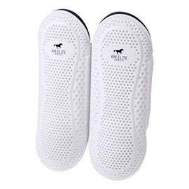 KM Elite Pro Mesh Hybrid Brushing Boot Set Ultimate Comfort Dressage Schooling Jumping (Medium - 2 Strap, White)