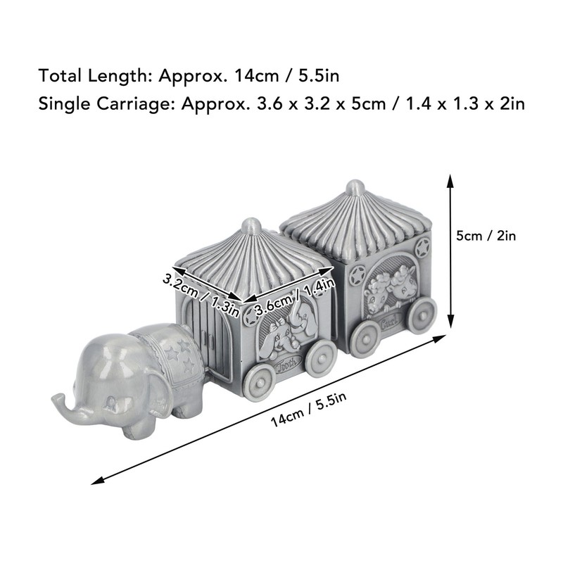 Baby Teeth Organizer Elephant Carriage Keepsake Box Metal Collection Container
