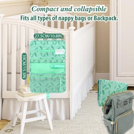 amo nenes Baby Nappy Bag with Changing Mat, Small Changing Bag for On the Go, Foldable Changing Mat, Portable Nappy Organiser, Nappy Bag with Zip, Green