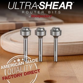 Ultra-Shear Juice Groove Router Bits, 3/16" Radius, 1/4" Shank, Carbide Tip, 2 Flute, USA Made CNC Bits for Cutting Board Grooves - US25L18JG