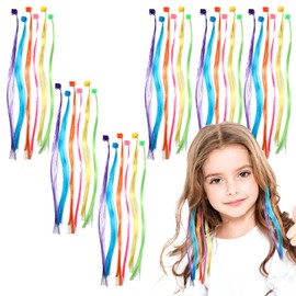 36 Pcs Colored Hair Extensions for Kids, Nylon Rainbow Colored Hair Extensions Girls, Colorful Hairs Accessories for Girl, Color Hairs Extension for Girls Ponytails Accessories