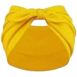 Womens Bow Headband, Elastic Hair Wrap, Wide Knotted Style (Yellow, One Size)