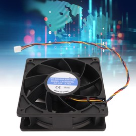 12 cm Fan, High Contour, High Speed, 120 x 38 mm, 6000 rpm, 12 V, 2.7 A, 4-Pin FG, Black Computer Case Fan for Camera Server, Small PC Case