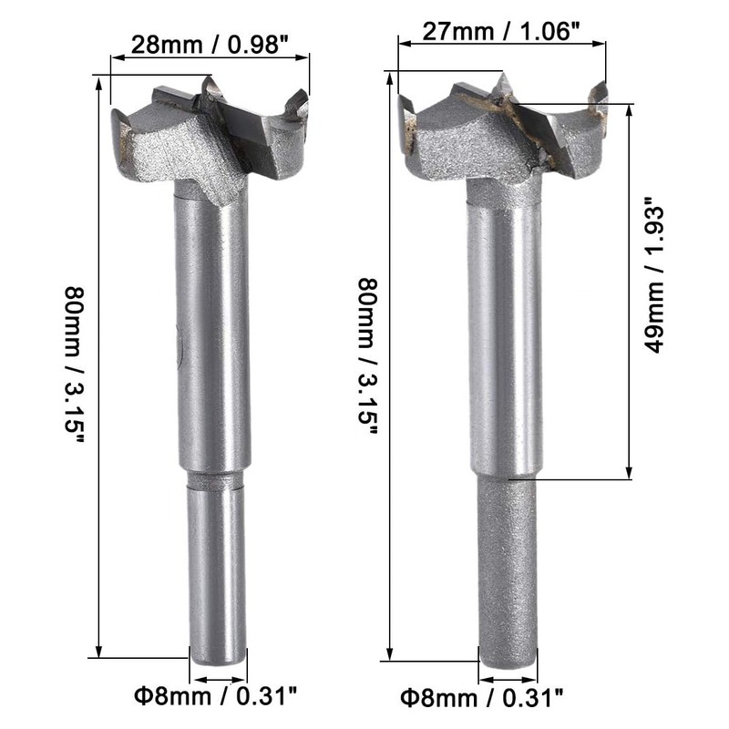 MACHSWON 2 PCS Forstner Drill Bits Tungsten Carbide Wood Hole
