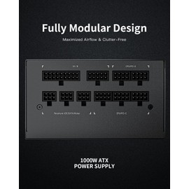 Superer (2024) 1000W Power Supply, PC PSU Computer Gaming Low Noise Black ATX for NVIDIA RTX 20 30 40 Series AMD GPU, (CE Safety Certified), 80 Plus Gold, Full Modular, Silent FDB Fan