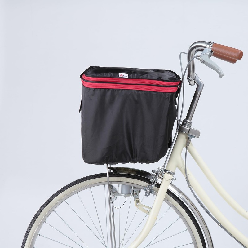 Kawasumi Seisakusyo KW-245BK 2-Tier Front Bike Basket Cover, Double-Sided Zipper,
