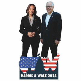 H38213 Kamala Harris and VP Tim Walz DC Backdrop Cardboard Cutout Sign Standee Standup