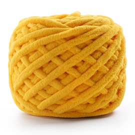 Chunky Chenille Yarn for Crocheting, Fluffy Baby Blanket Yarn for Crochet Sweater Shawl Scarf Gloves, Super Soft Amigurumi Plush Yarn 74yards/3.5 Oz (Golden)