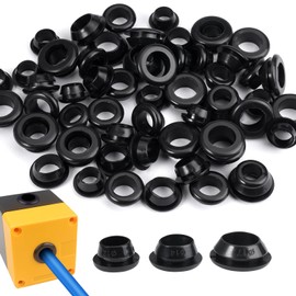 Pack of 60 Rubber Grommets Cable Grommet ID 10 mm 12 mm 14 mm Waterproof Cable Grommet Rubber Grommet Black Rubber Cable Grommet Set with Hole to Protect Wires, Cable Connectors (Three Sizes)