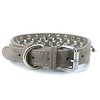 Spiked Studded Dog Collar-Chrome Round Stud Anti-Bite Collar (Grey,L)