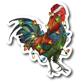 Christmas Chicken 4 Inch Waterproof Decal Sticker Merry Christmas Xmas Winter Elf Reindeer Santa Saint Nick Snow Wreath Gift CS1510-2PK