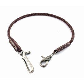 Trouser Chain with Carabiner Key Chain Waiter's Chain Made of Leather and Steel Wallet Chain 60 cm Security Wallet Chain, dark brown