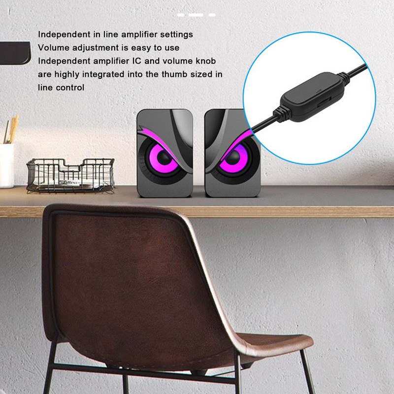 Computer Speaker USB Powered Wired Volume Control Mini Desktop Speaker