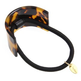 VingTAINE H-566-BR Tortoise Shell Style Plate Hair Elastic Curve Type Hair Accessories, Simple, Marble Basic, Brown, Braun