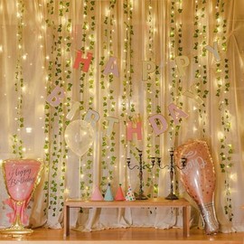 A.bigwhale Lichtervorhang Innen 2x2m, Efeugirlande mit 200 LEDs Efeu Künstlich Lichterkette Vorhang Wasserdicht 8 Modi, USB Fake Efeu Lichterketten für Hochzeit Fenster Wand Party Weihnachten Schlafzimmer Deko